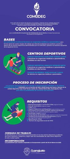 Lanza Navarro convocatoria para integrar equipo de urgencias médicas en unidades deportivas de Guanajuato Capital
